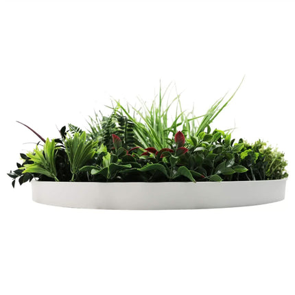 Slimline Artificial Green Wall Disc Art 60cm Colour Fresh UV Resistant (White).