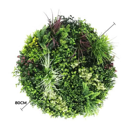 Slimline Artificial Green Wall Disc Art 80cm Colour Fresh UV Resistant (Black).