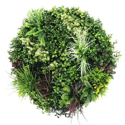 Slimline Artificial Green Wall Disc Art 80cm Colour Fresh UV Resistant (Black).
