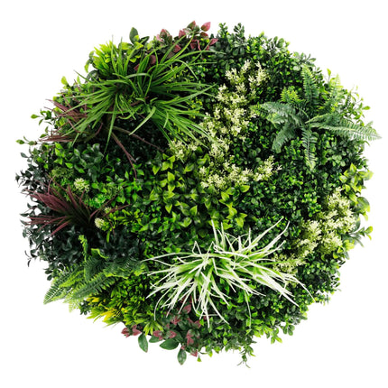 Slimline Artificial Green Wall Disc Art 80cm Colour Fresh UV Resistant (White).