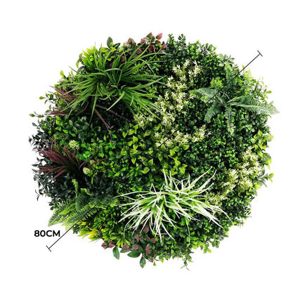 Slimline Artificial Green Wall Disc Art 80cm Colour Fresh UV Resistant (White).