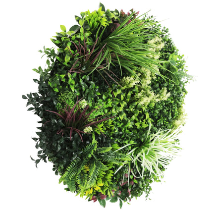 Slimline Artificial Green Wall Disc Art 80cm Colour Fresh UV Resistant (White).