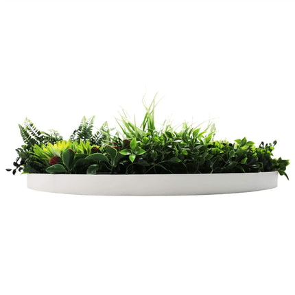 Slimline Artificial Green Wall Disc Art 80cm Colour Fresh UV Resistant (White).