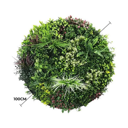 Slimline Artificial Green Wall Disc Art 100cm Colour Fresh UV Resistant (Black).