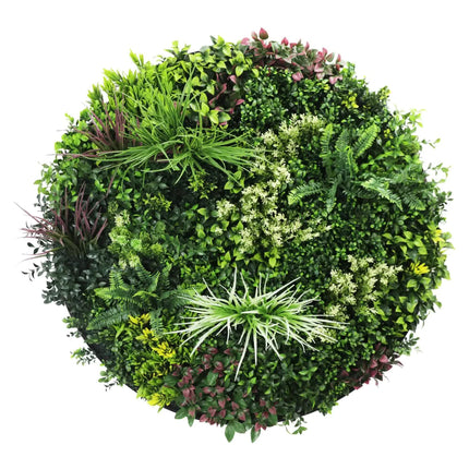 Slimline Artificial Green Wall Disc Art 100cm Colour Fresh UV Resistant (White).