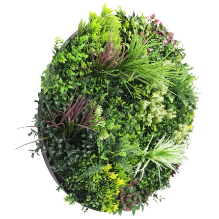 Slimline Artificial Green Wall Disc Art 100cm Colour Fresh UV Resistant (White).
