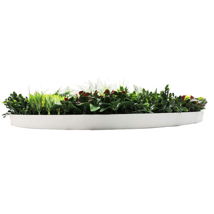 Slimline Artificial Green Wall Disc Art 100cm Colour Fresh UV Resistant (White).