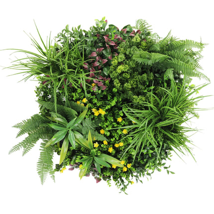 Slimline Artificial Green Wall Disc Art 60cm Country Fern UV Resistant (Black).