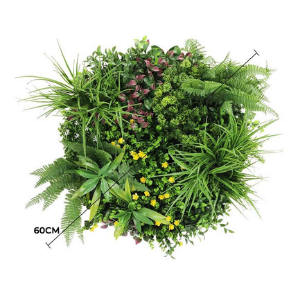Slimline Artificial Green Wall Disc Art 60cm Country Fern UV Resistant (Black).