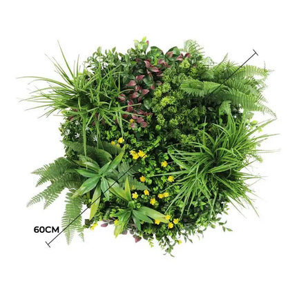 Slimline Artificial Green Wall Disc Art 60cm Country Fern UV Resistant (White).