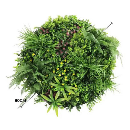 Slimline Artificial Green Wall Disc Art 80cm Country Fern UV Resistant (White).