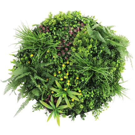 Slimline Artificial Green Wall Disc Art 80cm Country Fern UV Resistant (White).