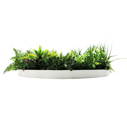 Slimline Artificial Green Wall Disc Art 80cm Country Fern UV Resistant (White).