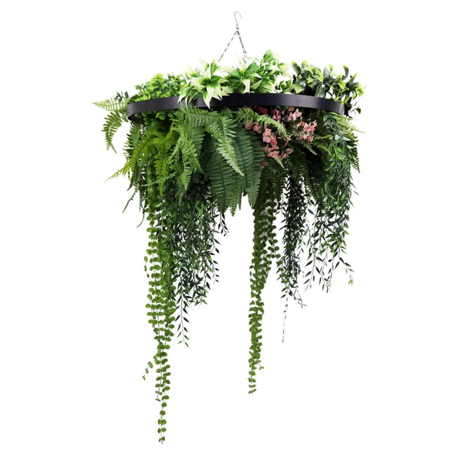 Black Artificial Hanging Green Wall Disc 60cm UV Resistant.