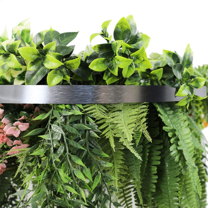 Silver Artificial Hanging Green Wall Disc 60cm UV Resistant.