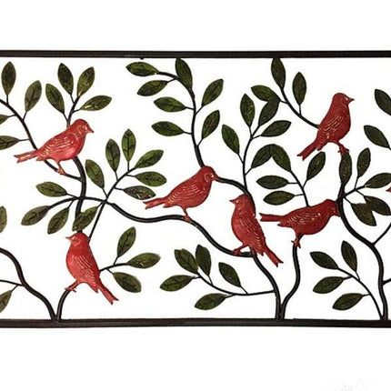 Colour Birds Leaves Metal Wall Art 90cm.