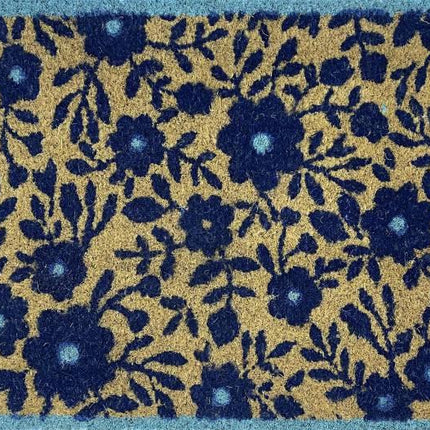 Blue Floral Doormat Door Mat 60cm.