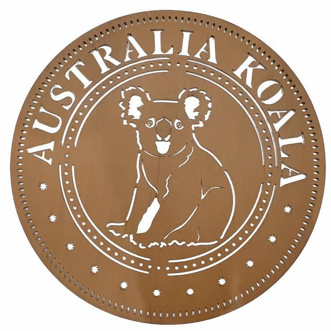 Set 2 Aus Penny Metal Wall Art Koala 98x98cm.