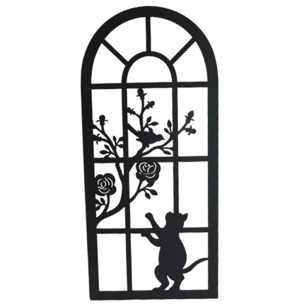 Cat By The Window Metal Wall Art 25x56cm.