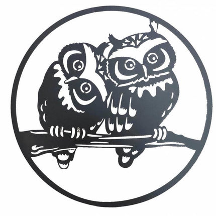 Round Owl Metal Wall Art 60cm.
