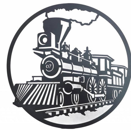 Round Train Metal Wall Art 60cm.