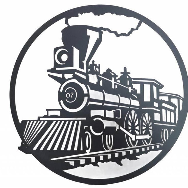 Round Train Metal Wall Art 60cm.