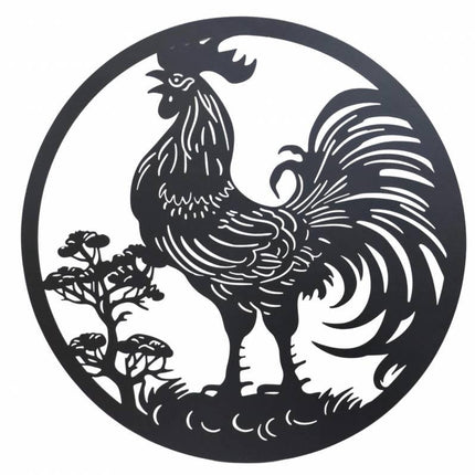 Round Rooster Metal Wall Art 98cm.