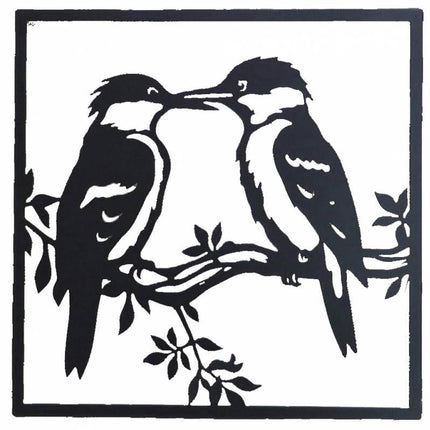 Square Kookaburra Duo Metal Wall Art 30cm.