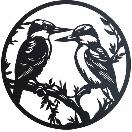 Round Happy Kookaburra Metal Wall Art 40cm.
