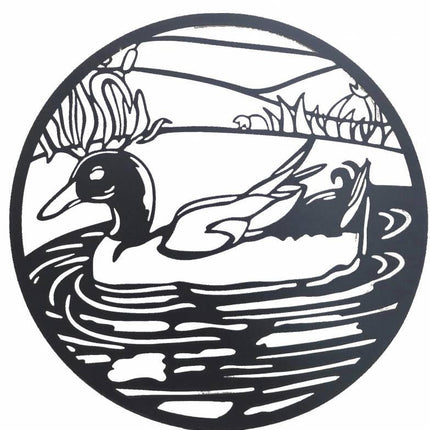 Round Friendly Duck Metal Wall Art 60cm.
