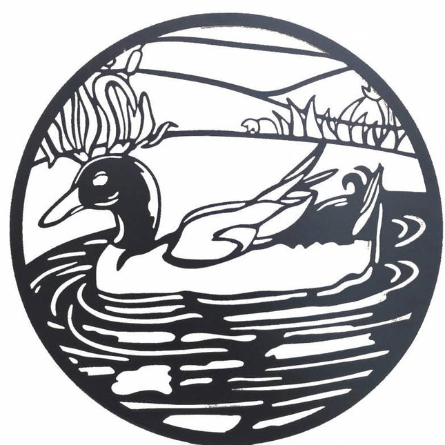 Round Friendly Duck Metal Wall Art 60cm.