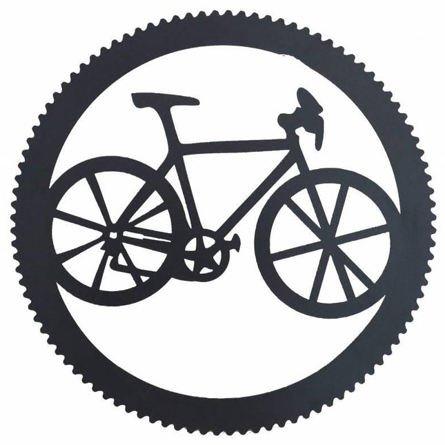 Round Bike And Cog Metal Wall Art 45x45cm.