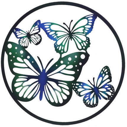 Round Butterfly Quad Metal Wall Art 60cm.