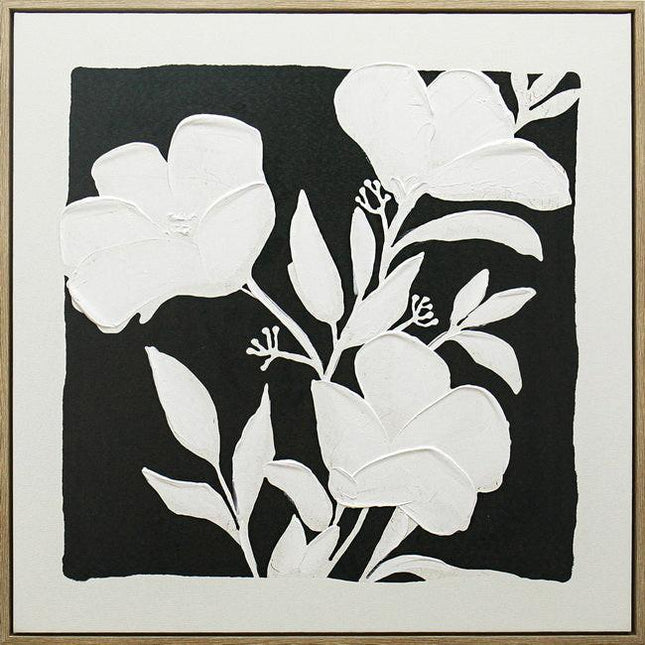 Black & White Blooms A Framed Artwork 80cm.