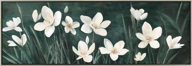 Blooming Flower Framed Artwork 150x50cm.