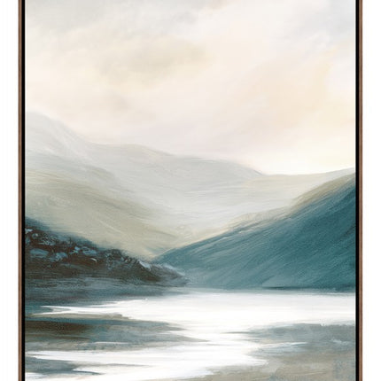 Mountains By The Canal Framed Artwork 120cm.