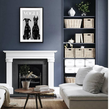 Luxury Dog Artwork Framed W Glass Front 80x120cm.