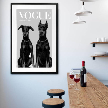 Luxury Dog Artwork Framed W Glass Front 80x120cm.