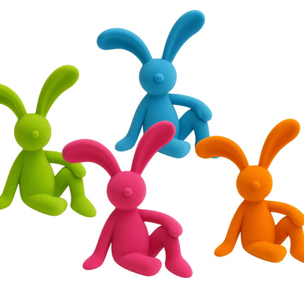 Bulk 12 Flocked Sitting Bunny 23cm 4 Asst