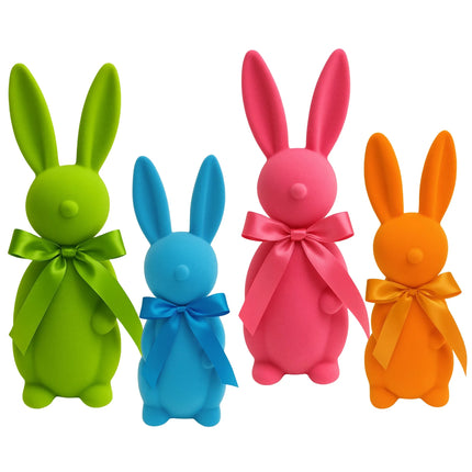 Bulk 12 Flocked Standing Bunny 30cm 4 Asst
