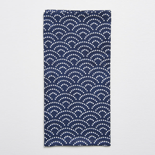 Furoshiki Gift Wrap 50cm Wave Pattern On Blue.