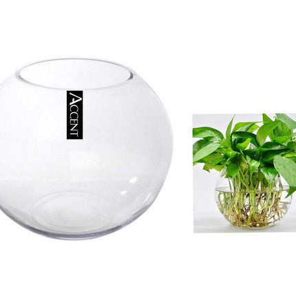 Glass Rose Round Fish Bowl 39x35cm.