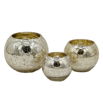 bulk 12 Gold Crackle Glass Candle Holder Large 15cm.