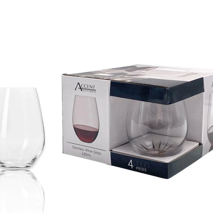 Clear Stemless Wine Glass Pack Of 4 530ml