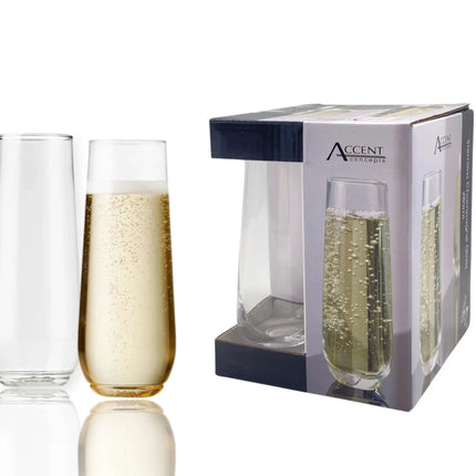 Clear Stemless Champagne Glass Pack Of 4 280ml