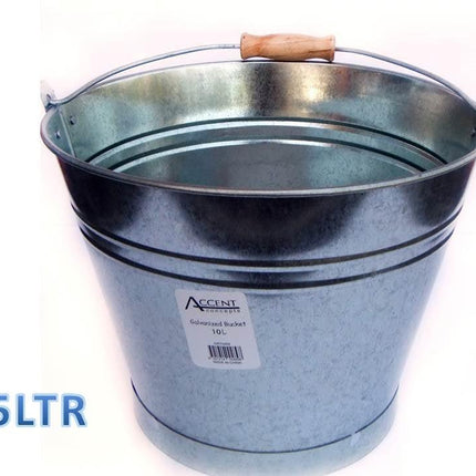 bulk 6 Galvanized Bucket w Handle 15L 33cm.