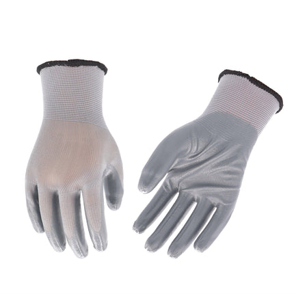 bulk 24 Grey Nitrile Garden Gloves Coated 2 Sizes Assort.