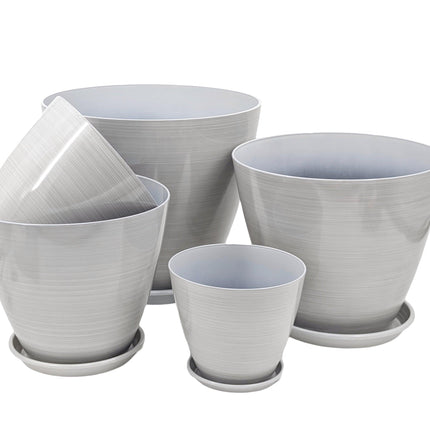 bulk 12 Brush Glazed Planter w Drainage Tray 34cm.