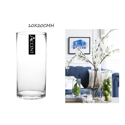 bulk 12 Glass Cylinder Vase 20cm.