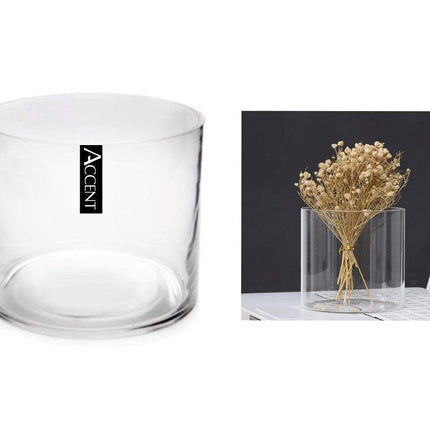 bulk 6 Glass Cylinder Decorative Vase 15cm.